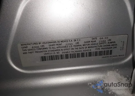 2010 Volkswagen Jetta Limited Edition from USA, damaged, VIN 3VWRZ7AJ8AM130424